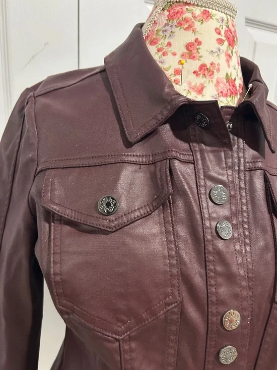 White House Black Market Women's Faux Leather Jacket in Deep Plum - Picture 3 of 5